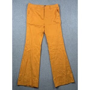 Marella Pants Womens 14 Orange Angri Flare Trousers Linen High Rise NEW $345